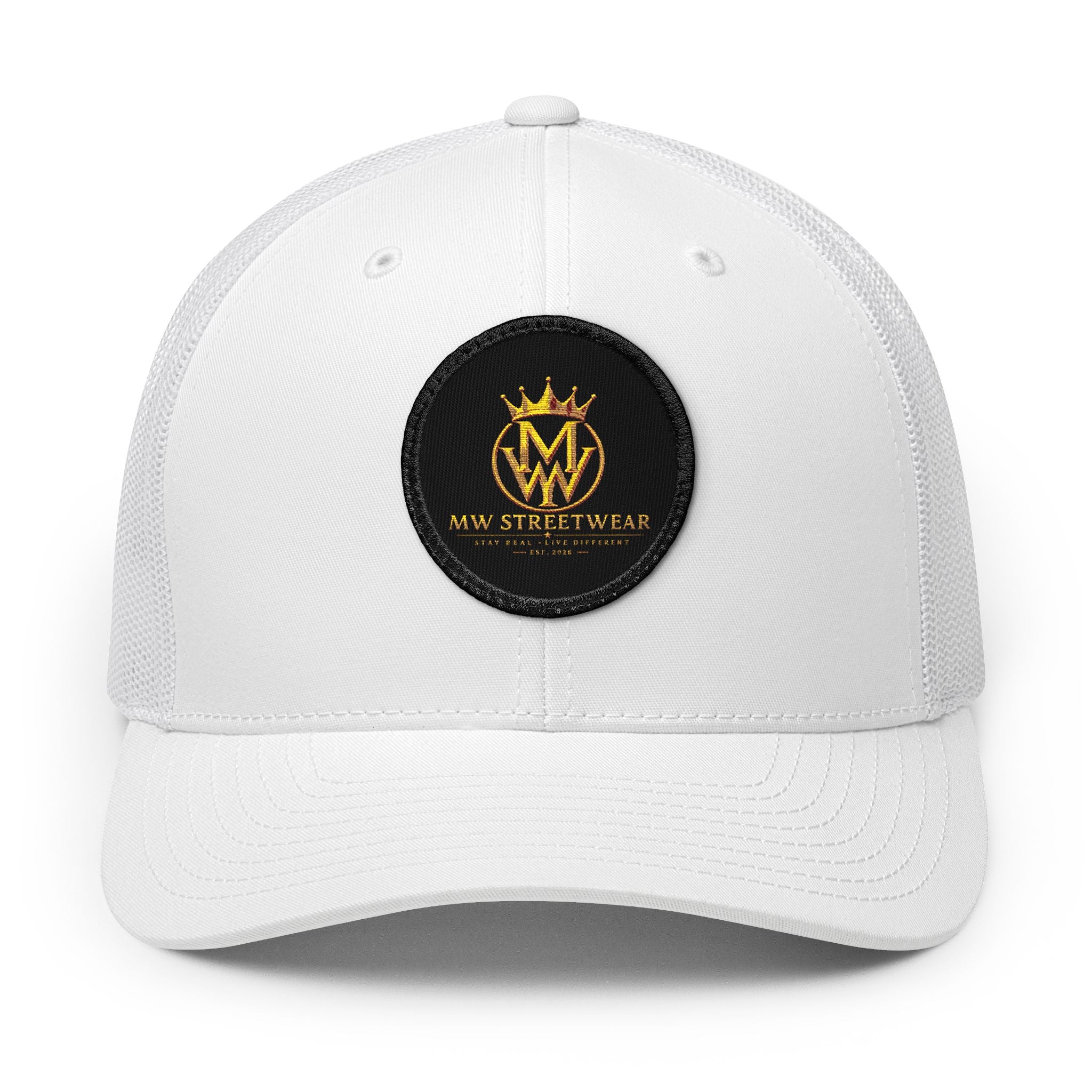 Embroidered Trucker Cap — Gold Crown Patch Snapback